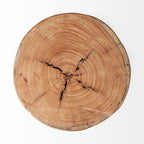 Tabouret rond en bois naturel brun, 4 pieds, 1 personne