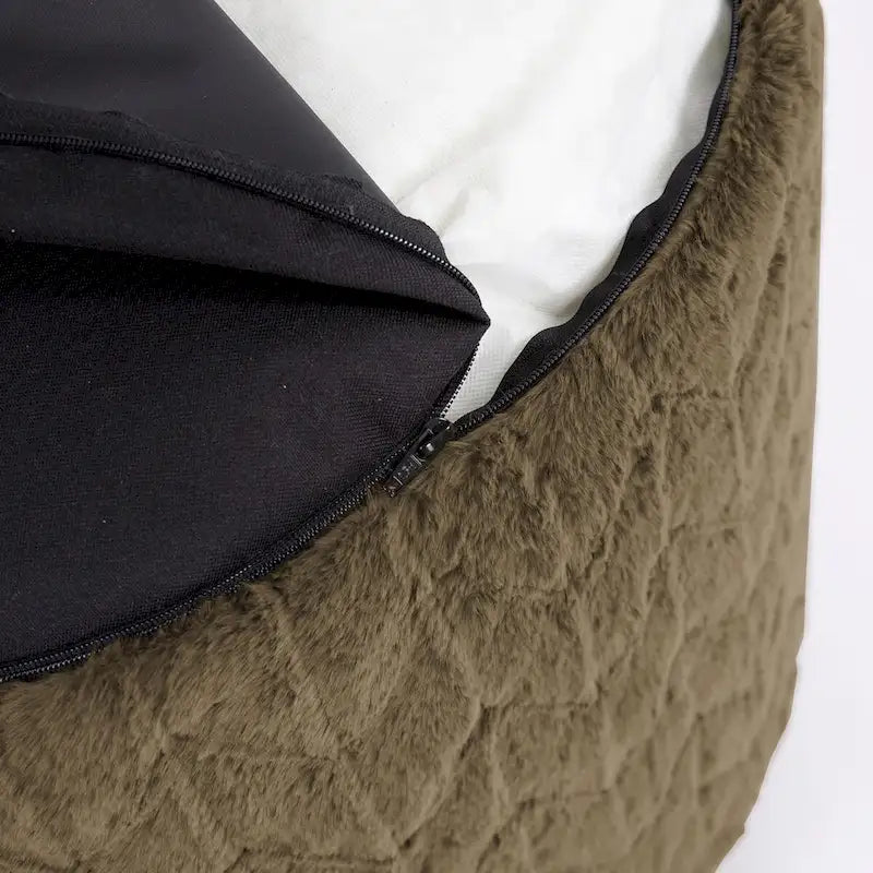 Repose-pieds haut pouf Angora Moss, fausse fourrure, une place