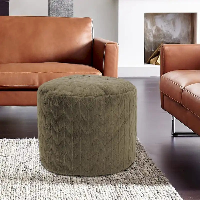 Repose-pieds haut pouf Angora Moss, fausse fourrure, une place