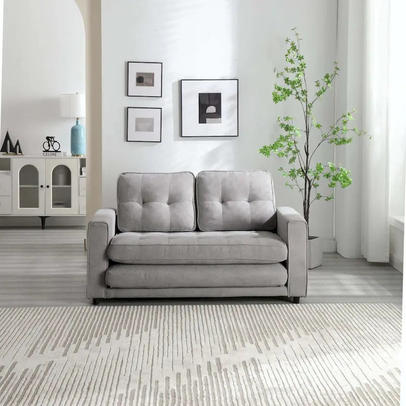 Canapé-lit convertible 3 plis 2 places Gris clair/Beige/Noir