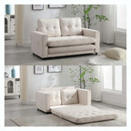 Canapé-lit convertible 3 plis 2 places Gris clair/Beige/Noir