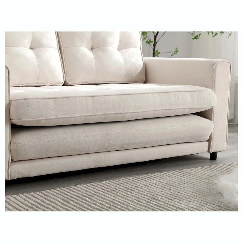 Canapé-lit convertible 3 plis 2 places Gris clair/Beige/Noir