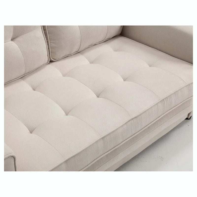 Canapé-lit convertible 3 plis 2 places Gris clair/Beige/Noir