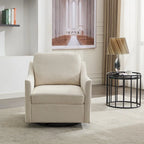 Fauteuil pivotant en tissu gris foncé / blanc crème, rotation à 360°, une place