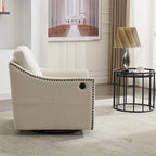 Fauteuil pivotant en tissu gris foncé / blanc crème, rotation à 360°, une place