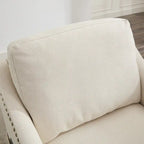 Fauteuil pivotant en tissu gris foncé / blanc crème, rotation à 360°, une place