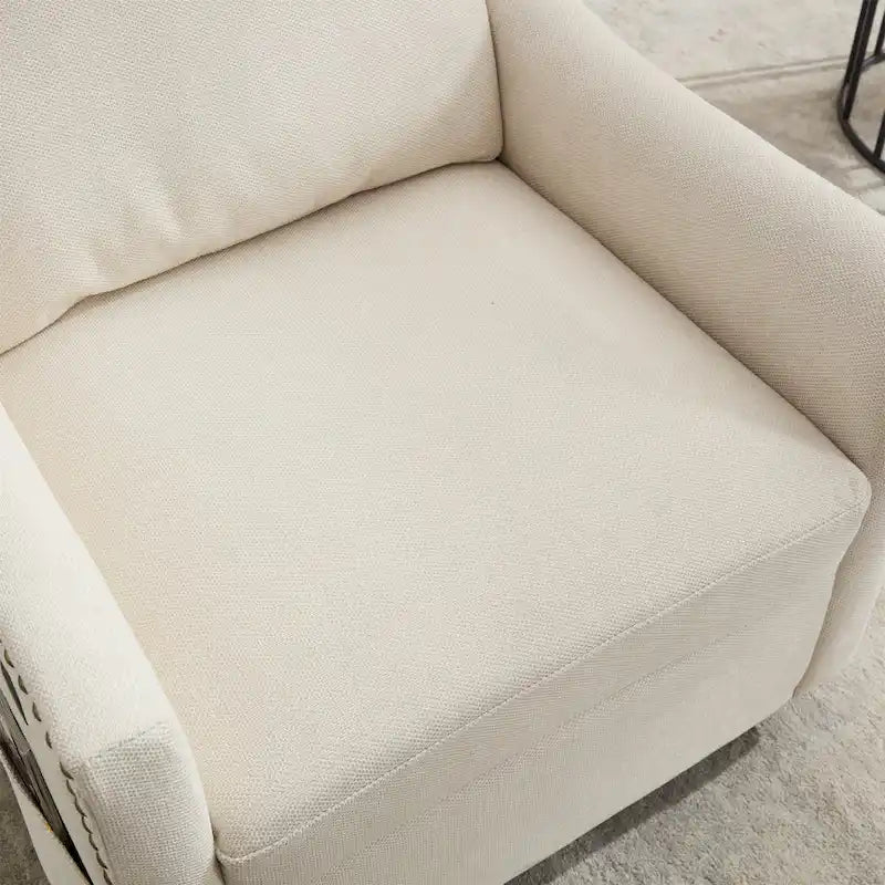 Fauteuil pivotant en tissu gris foncé / blanc crème, rotation à 360°, une place