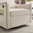 Fauteuil pivotant en tissu gris foncé / blanc crème, rotation à 360°, une place