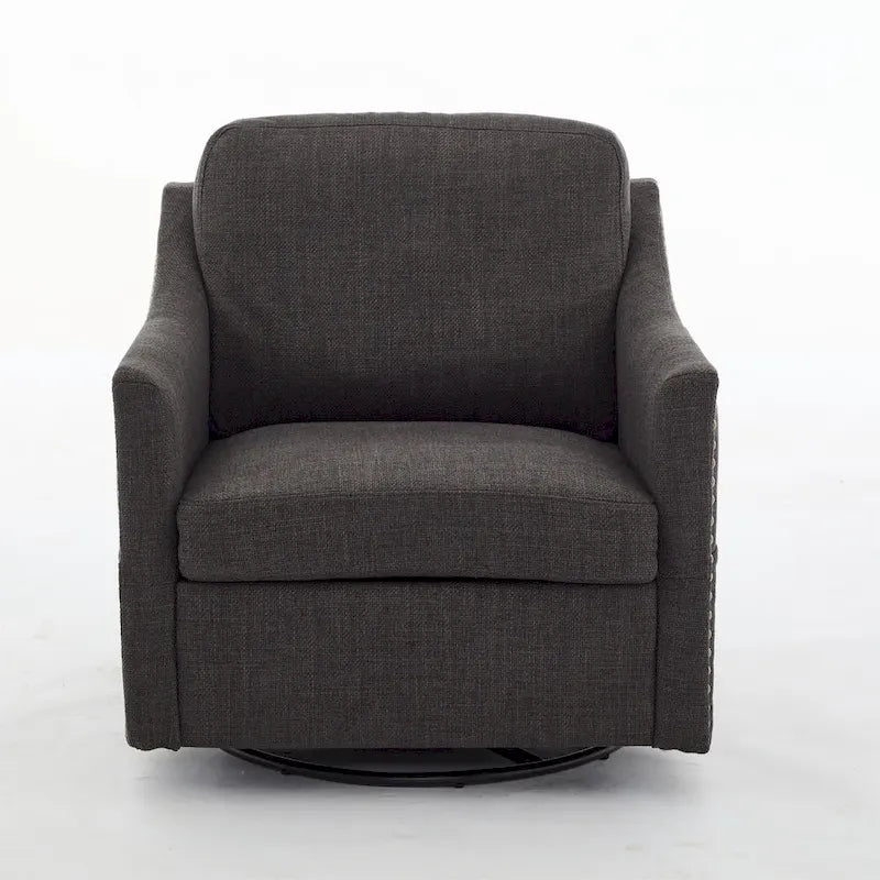 Fauteuil pivotant en tissu gris foncé / blanc crème, rotation à 360°, une place
