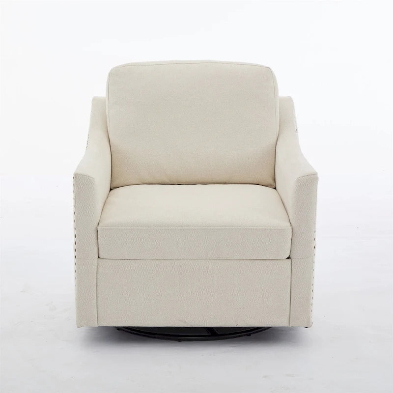 Fauteuil pivotant en tissu gris foncé / blanc crème, rotation à 360°, une place