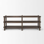 Console ovale en bois marron foncé à 3 étagères