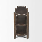 Console ovale en bois marron foncé à 3 étagères
