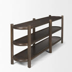 Console ovale en bois marron foncé à 3 étagères