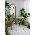 Table d'appoint ronde blanchie avec pieds en métal volutes, 1 personne