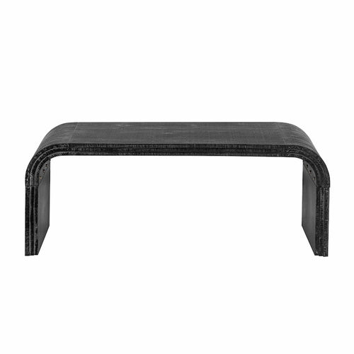 Table basse incurvée style rétro-moderne pour 1 ou 2 personnes, en bois teinté noir antique/bois naturel