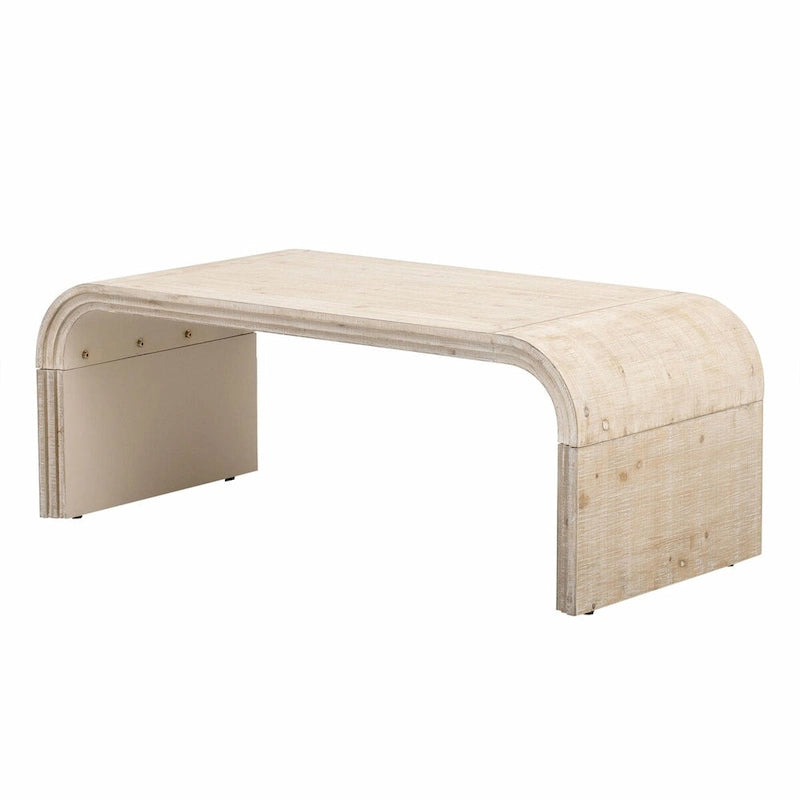Table basse incurvée style rétro-moderne pour 1 ou 2 personnes, en bois teinté noir antique/bois naturel