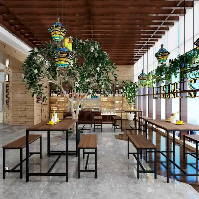 Ensemble de salle à manger 3 pièces marron avec 2 bancs, 4 places