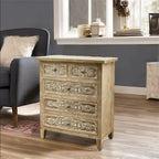 Hand-Carved Accent Cabinet with 5 Drawers