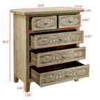 Meuble d'appoint 5 tiroirs brun antique, assemblage 1 personne