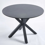 Table de salle à manger ronde avec pied central, marron/noir/blanc/marbre, 4 à 6 places