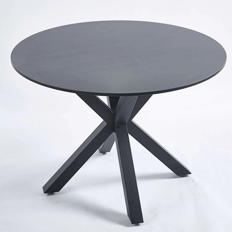 Table de salle à manger ronde avec pied central, marron/noir/blanc/marbre, 4 à 6 places