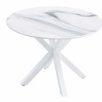Table de salle à manger ronde avec pied central, marron/noir/blanc/marbre, 4 à 6 places