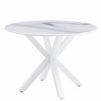 Table de salle à manger ronde avec pied central, marron/noir/blanc/marbre, 4 à 6 places