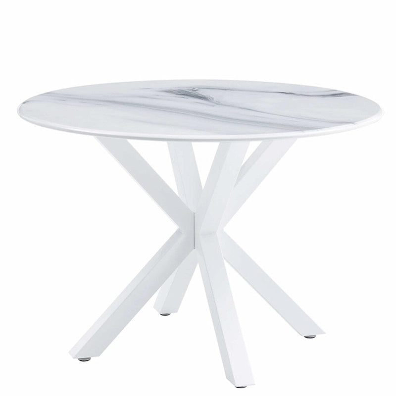 Table de salle à manger ronde avec pied central, marron/noir/blanc/marbre, 4 à 6 places