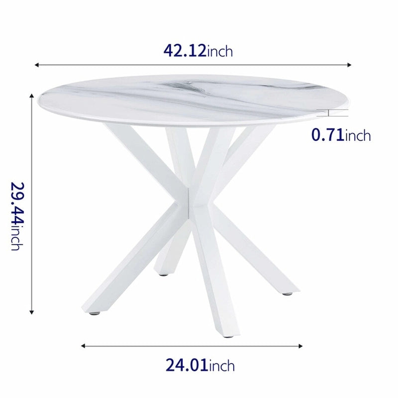 Table de salle à manger ronde avec pied central, marron/noir/blanc/marbre, 4 à 6 places