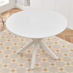Table de salle à manger ronde avec pied central, marron/noir/blanc/marbre, 4 à 6 places