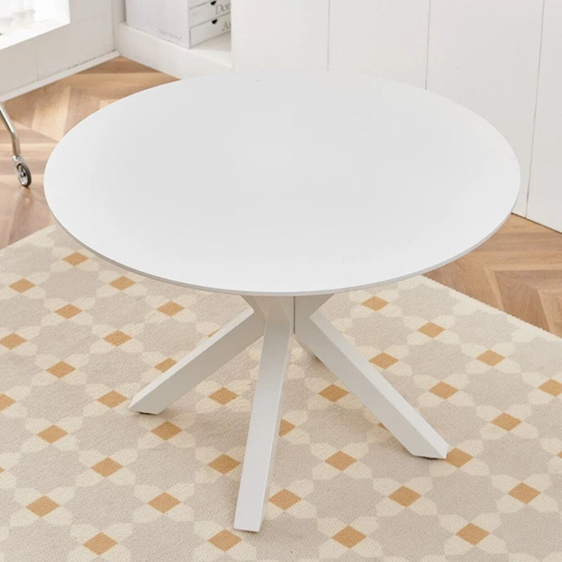 Table de salle à manger ronde avec pied central, marron/noir/blanc/marbre, 4 à 6 places