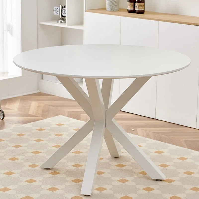 Table de salle à manger ronde avec pied central, marron/noir/blanc/marbre, 4 à 6 places