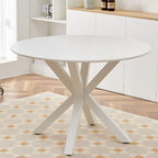Table de salle à manger ronde avec pied central, marron/noir/blanc/marbre, 4 à 6 places