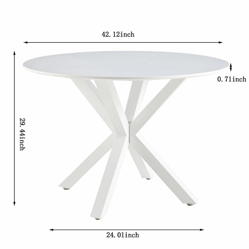 Table de salle à manger ronde avec pied central, marron/noir/blanc/marbre, 4 à 6 places