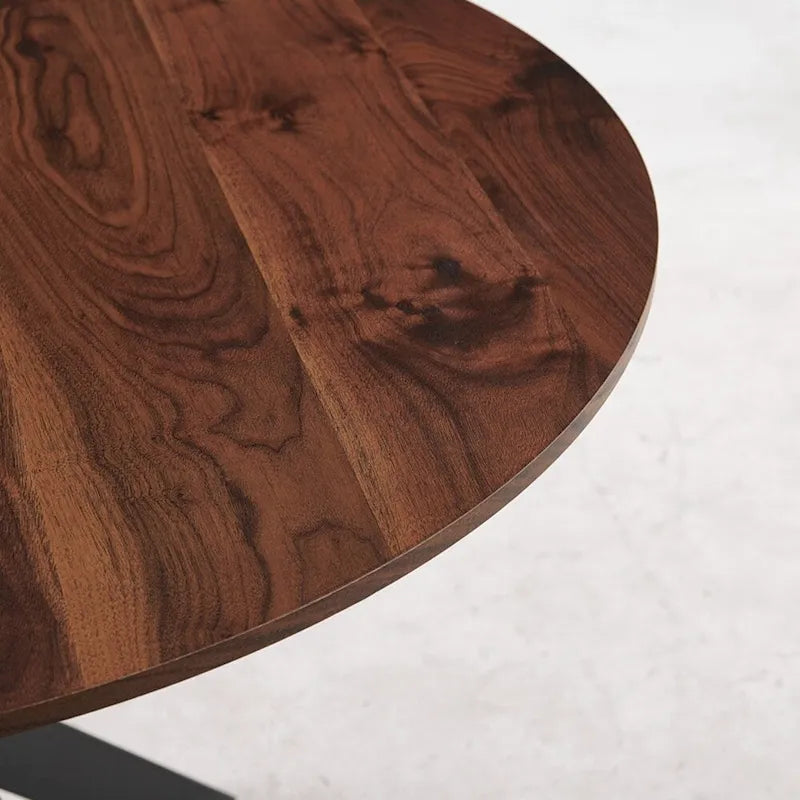 Table de salle à manger ronde avec pied central, marron/noir/blanc/marbre, 4 à 6 places