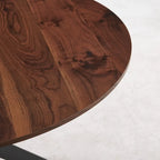 Table de salle à manger ronde avec pied central, marron/noir/blanc/marbre, 4 à 6 places