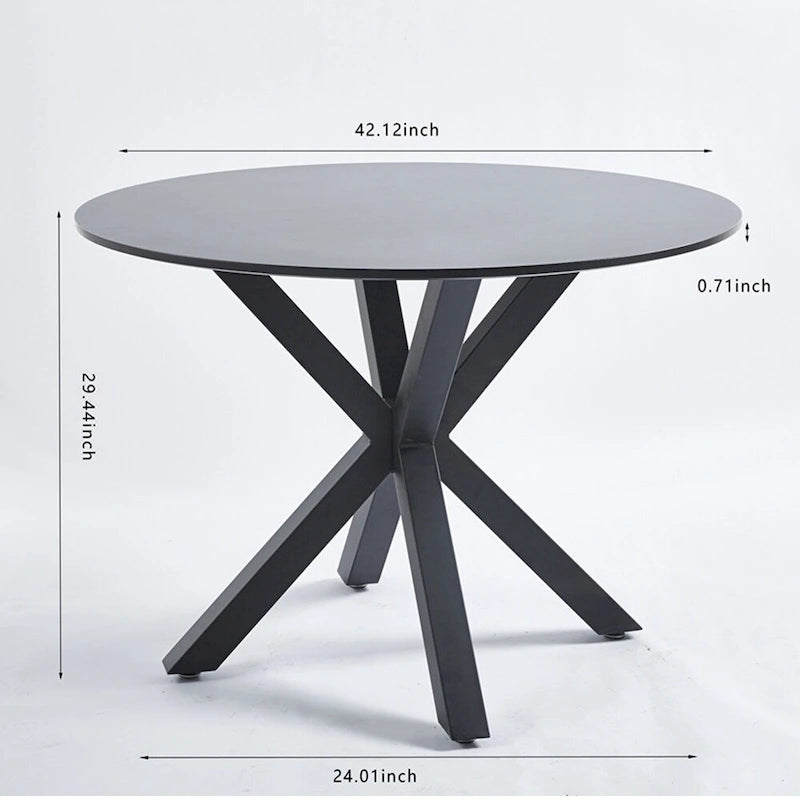 Table de salle à manger ronde avec pied central, marron/noir/blanc/marbre, 4 à 6 places