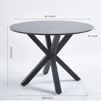 Table de salle à manger ronde avec pied central, marron/noir/blanc/marbre, 4 à 6 places