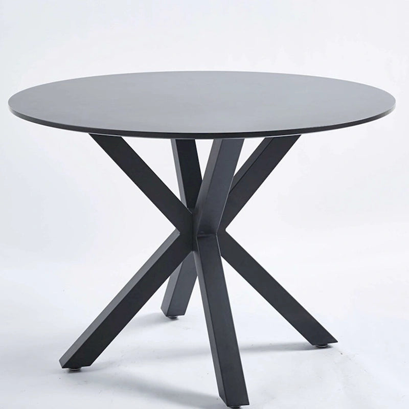 Table de salle à manger ronde avec pied central, marron/noir/blanc/marbre, 4 à 6 places