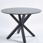 Table de salle à manger ronde avec pied central, marron/noir/blanc/marbre, 4 à 6 places