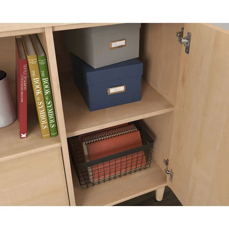 Meuble TV Jet Acacia et Érable Naturel, 2 couleurs, Convient aux téléviseurs jusqu'à 46"