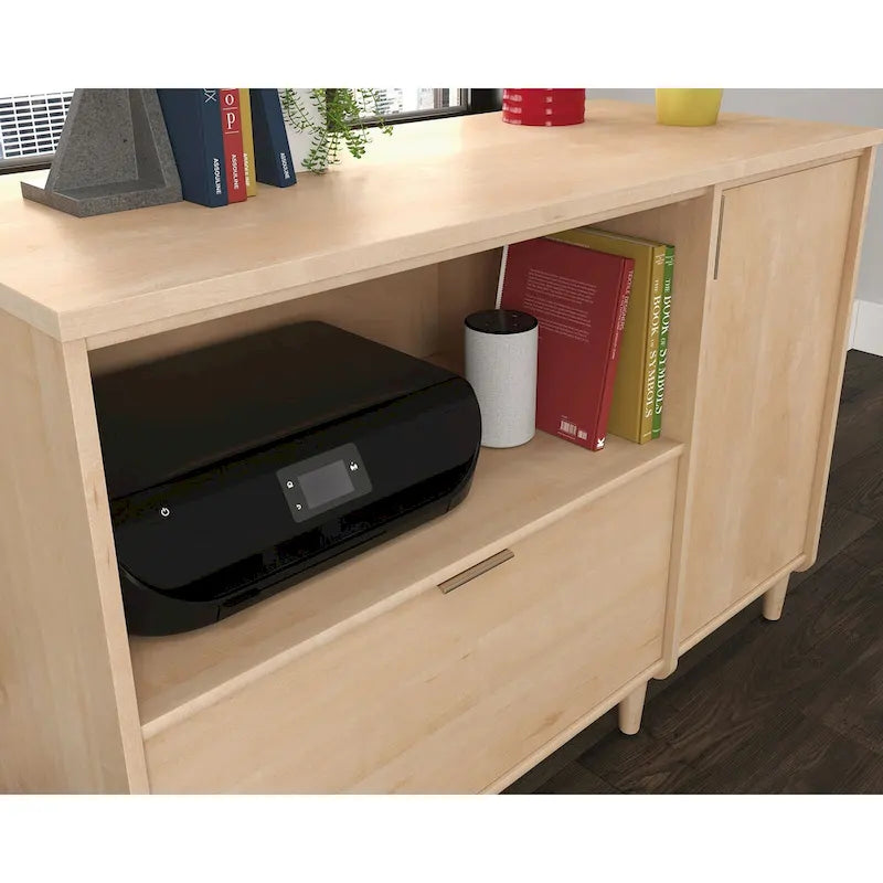 Meuble TV Jet Acacia et Érable Naturel, 2 couleurs, Convient aux téléviseurs jusqu'à 46"