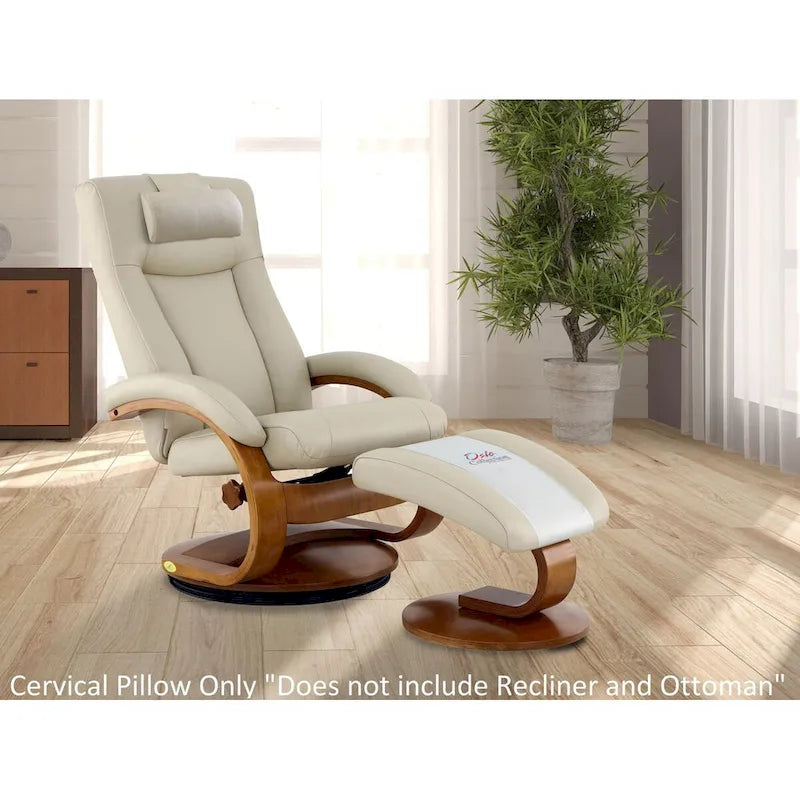 Oreiller cervical marron/beige avec housse en cuir synthétique, pour 1 personne