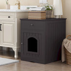 Meuble cache-litière marron avec tiroir, style table d'appoint, pour 1 chat