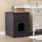 Meuble cache-litière marron avec tiroir, style table d'appoint, pour 1 chat