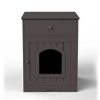 Meuble cache-litière marron avec tiroir, style table d'appoint, pour 1 chat