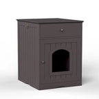 Meuble cache-litière marron avec tiroir, style table d'appoint, pour 1 chat