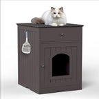 Meuble cache-litière marron avec tiroir, style table d'appoint, pour 1 chat