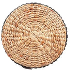 Table d'appoint ronde tissée à rayures marron et noires, style bohème, 1 place