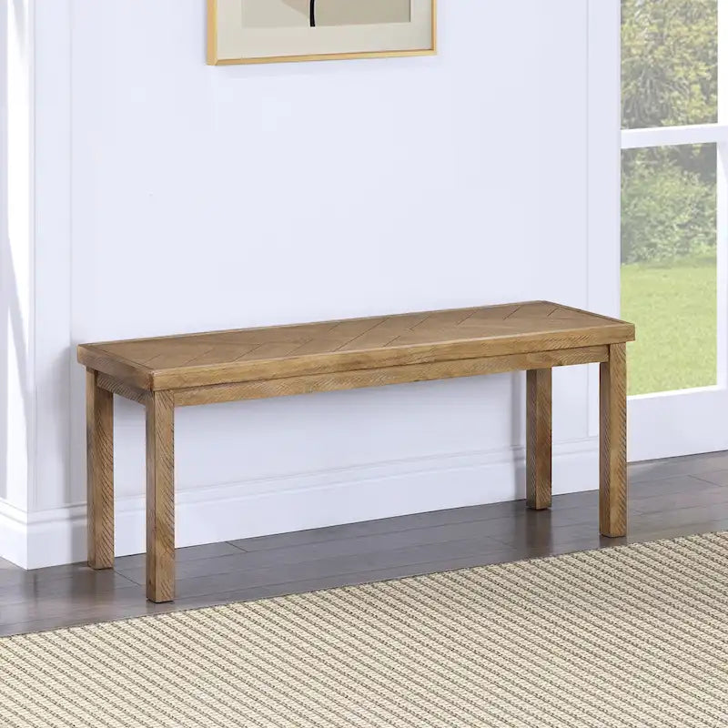 Banc en bois Chevron naturel/gris, 112 cm, 2 places